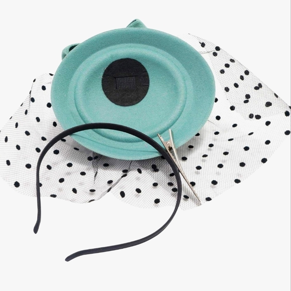 Pretty Classic 3 PC Green Polka Dot Pillbox Fascinator - Picture 2 of 3